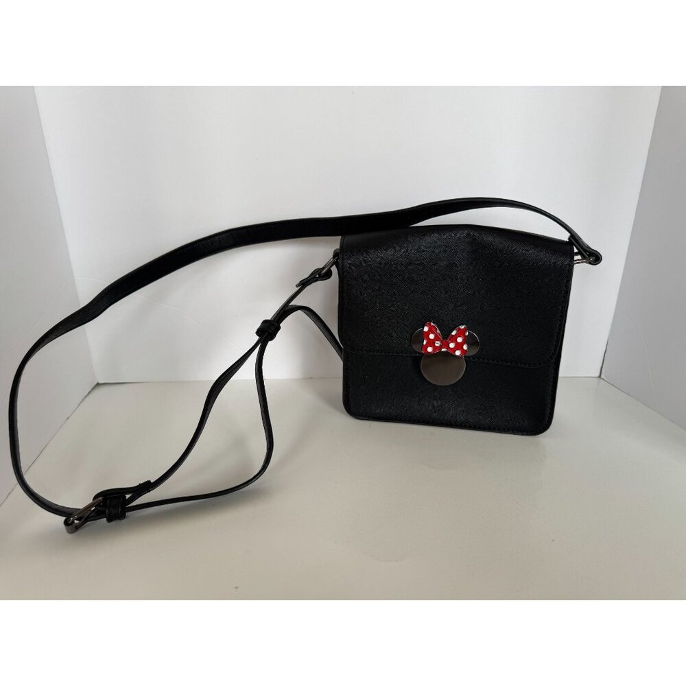 Disney Minnie Mouse Black Crossbody Bag With Adjustable Strap & Polka Dot Bow De - Picture 11 of 12